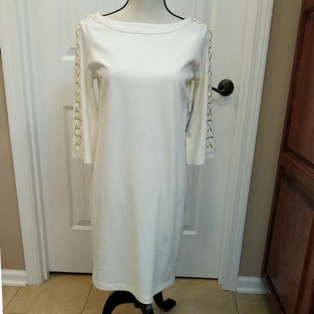 Lauren Ralph Lauren-Cream Short Casual Dress - 1X